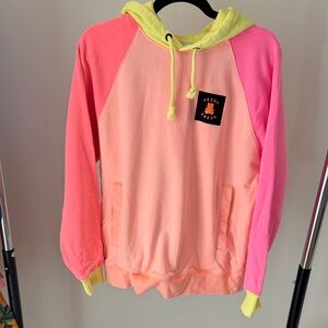 Teddy Fresh Peach, Pink & Neon Yellow Colorblock Hoodie